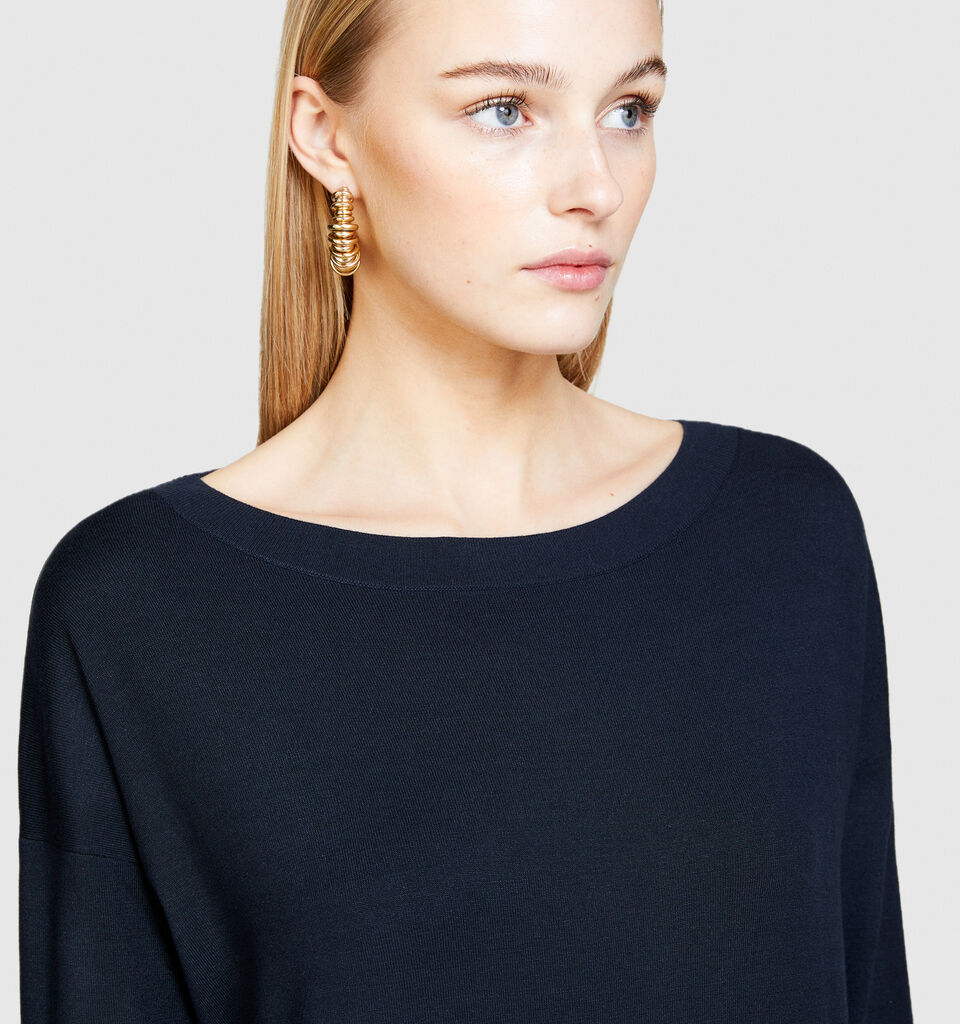 Boat neck sweater - women's boat neck sweaters - Dark Blue | Sisley image number 5